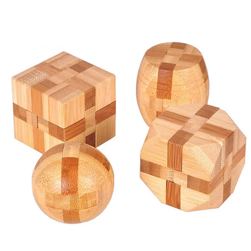 

1PCS Bamboo Educational Lock 3D Handmade Toy Adults Puzzle Teaser Game