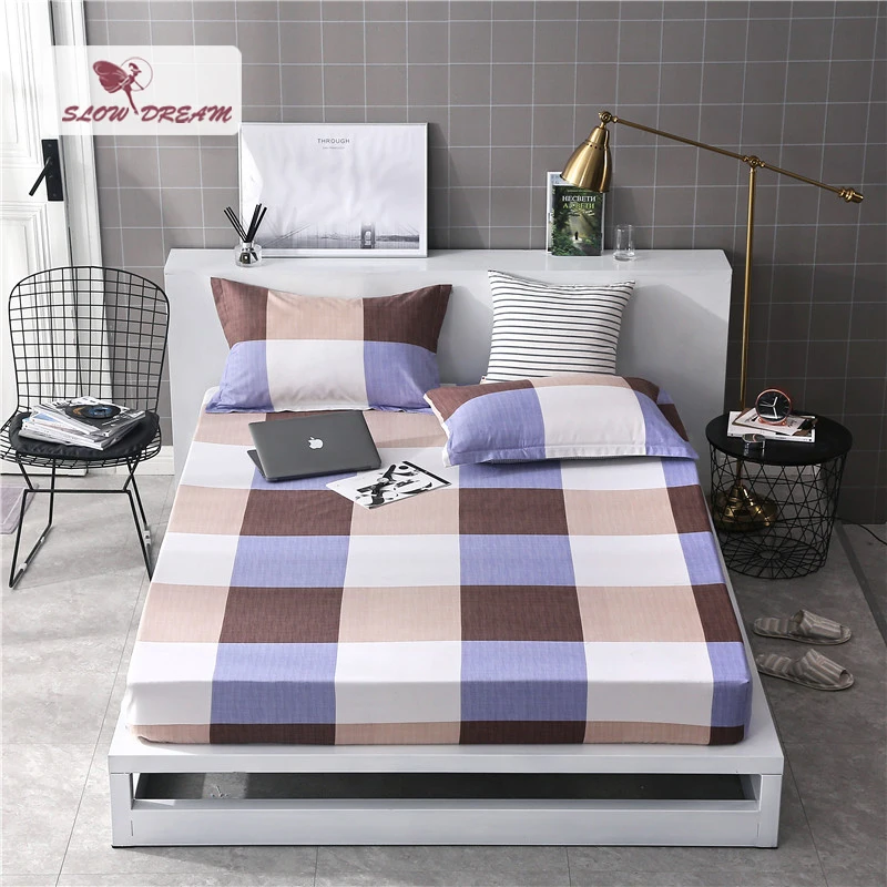 

Slowdream 1PCS Elastic Band Bed Sheet Simple Style Bed Fitted Sheet Rubber Bed Sheet Adult Queen Single Fitted Sheet Corners