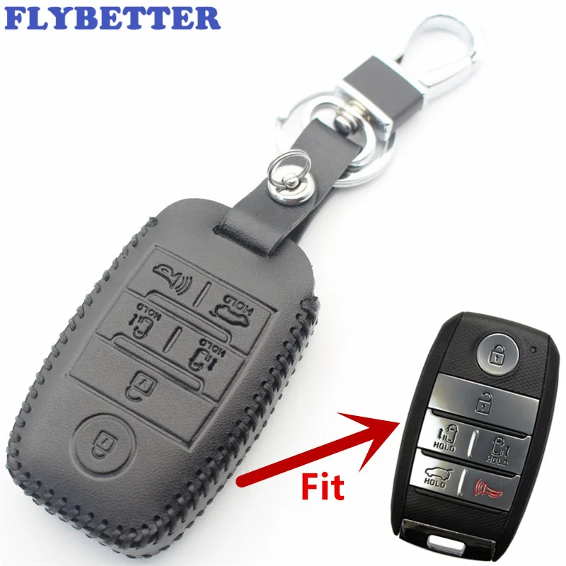 FLYBETTER из натуральной кожи 6 кнопок без ключа корпус умного ключа Крышка для Kia Sedona/Grand/Carnival/Sorento стайлинга автомобилей L498