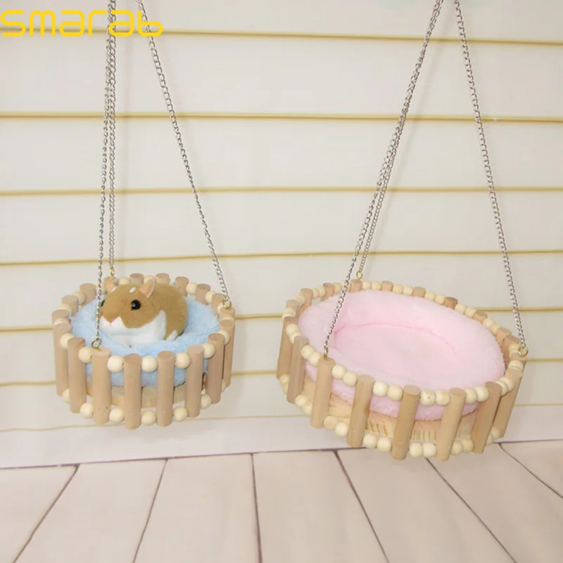 

Small Animal Wood Plush Hammock Parrot Hedgehog Wood Guinea Pig House Hamster Bed Chinchilla Bird House Cage Nest Hamster