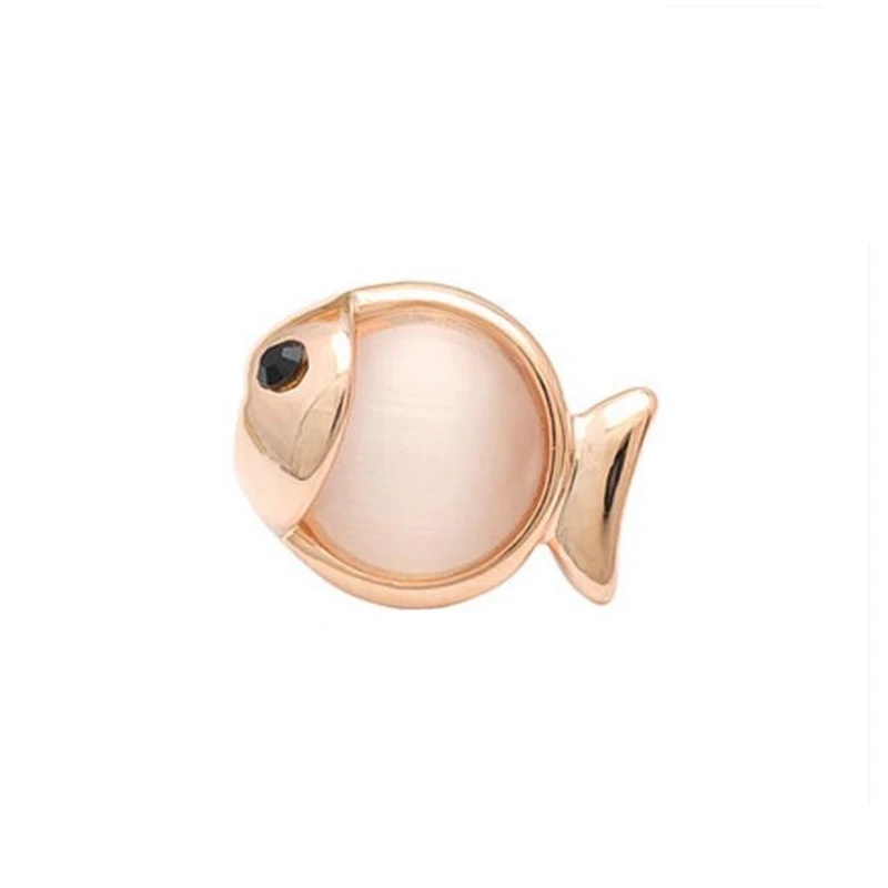

OneckOha Opal Stone Fish Collar Pin Zinc Alloy Cute Animal Mini Brooches Birthday Gift Shirt Jewelry Pin