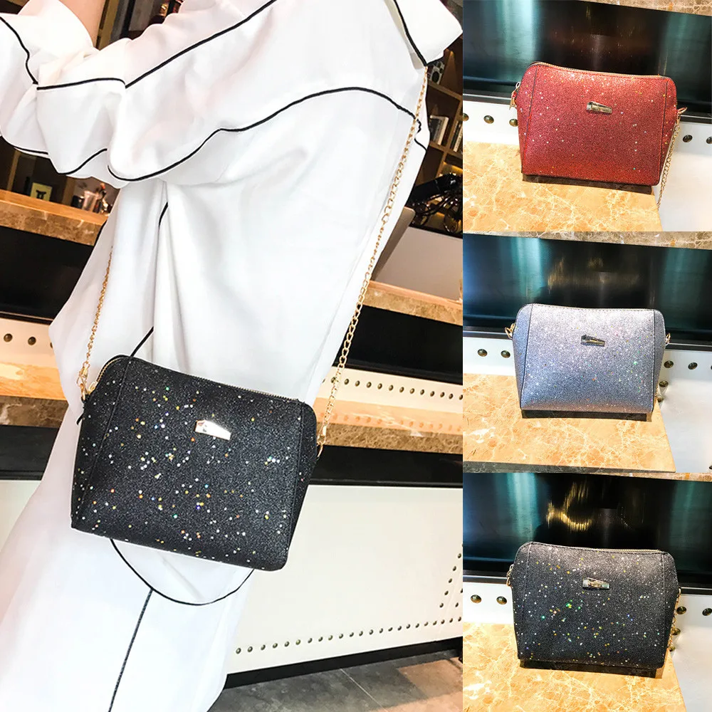

Womens Fashion Sequins Crossbody Bag Pure Color Shoulder Bags Messenger Bag Portable Solid Zipper Quality Guaranteed high qualit