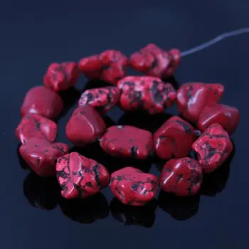 

3 strand Large Red Natural Tur quoise Freeform Rough Nugget Beads,Raw Howlite Cut Nugget Chip Bead Jewelry Necklace Making