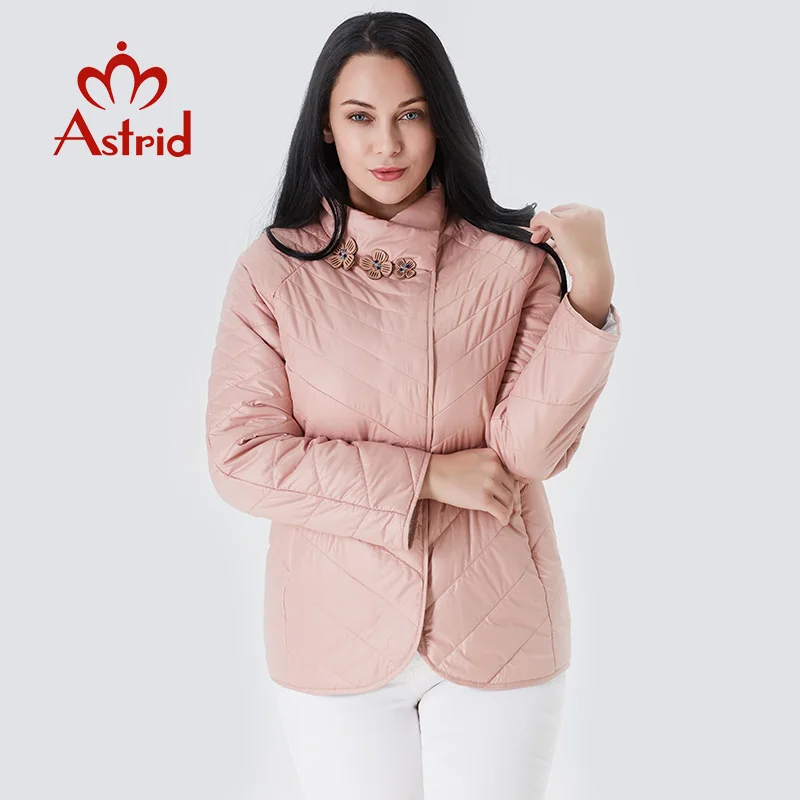

Astrid 2019 women spring jacket women coat new large size autumn loose pink short fashion overcoat Female Windproof AM-6145
