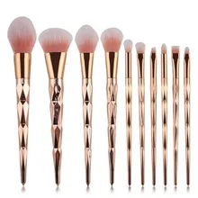Coshine 10pcs/set Gold Rainbow Unicorn Oval Makeup Brush Set Professional Foundation Powder Cream Blush Brush Kits