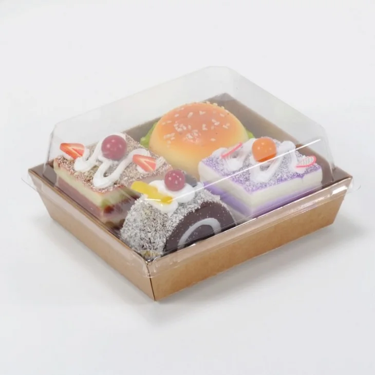 100 шт многослойная коробка салат десерт коробки для тортов с прозрачными пластиковые крышки упаковочный картон Подарочная коробка wen4683