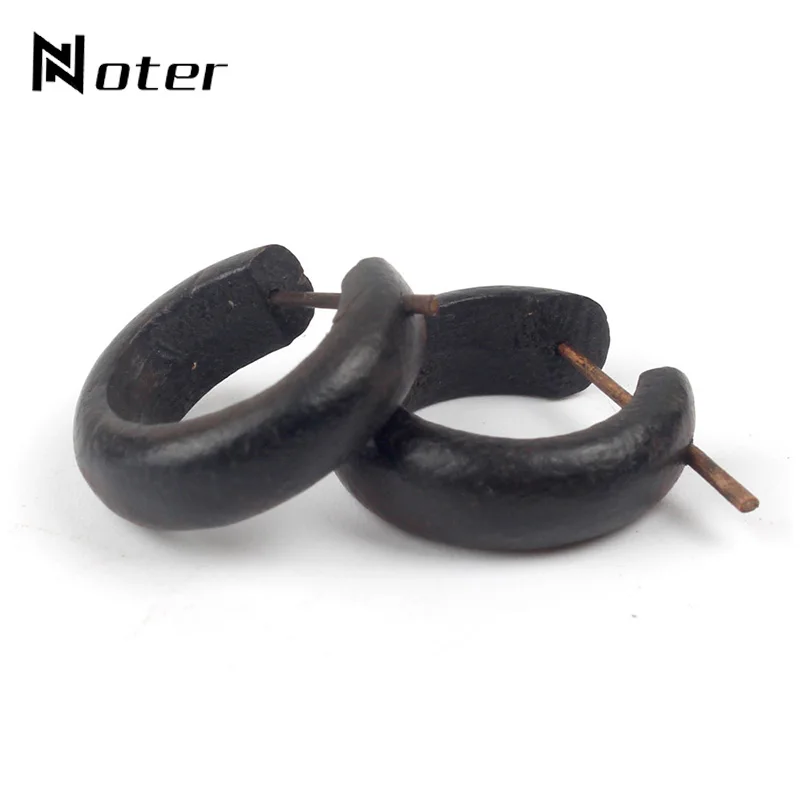 

Minimalist Wood Earring Black Brown Color Hoop Earring For Women Men Charm Enthic Round Earring Creole Ear Casual Jewelry Gift