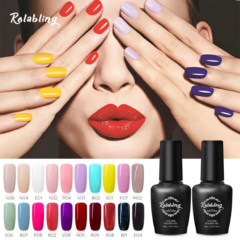 6ml Nail Gel Polish 80 Colors Nail UV Gel Lacquer DIY Nail Art Gel Lacquer Professional UV Gel Nail Polish Top Base Coat Varnish