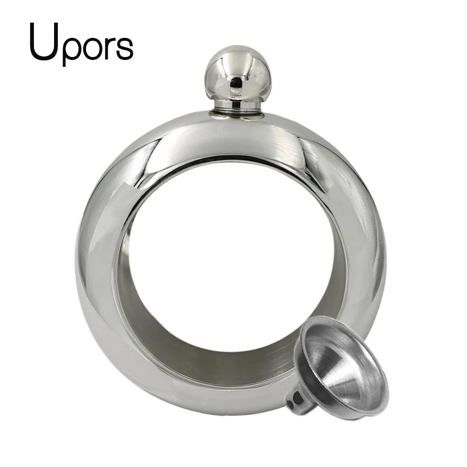 

UPORS 3.5oz Hip Flask Bracelet 304 Stainless Steel Bangle Hip Flask Set for Alcohol Whiskey Wine Bottle With Funnel Silver Color