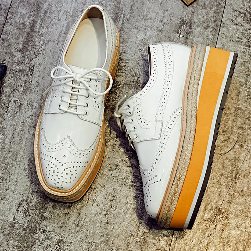 Women Famous Spring Oxford Shoes For Women Genuine Leather Designer