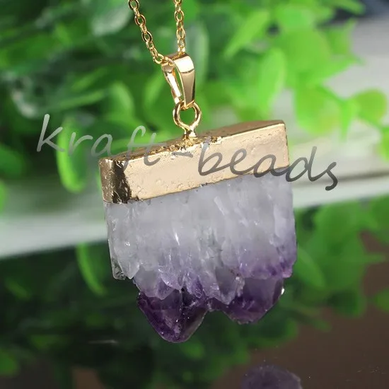 Natural Gnergy Gemstone~ Double Buckle Irregular Shape Pendant Natural Purple Amethysts Quartz Stone Necklace Fashion Jewelry 18 AA00409002309h