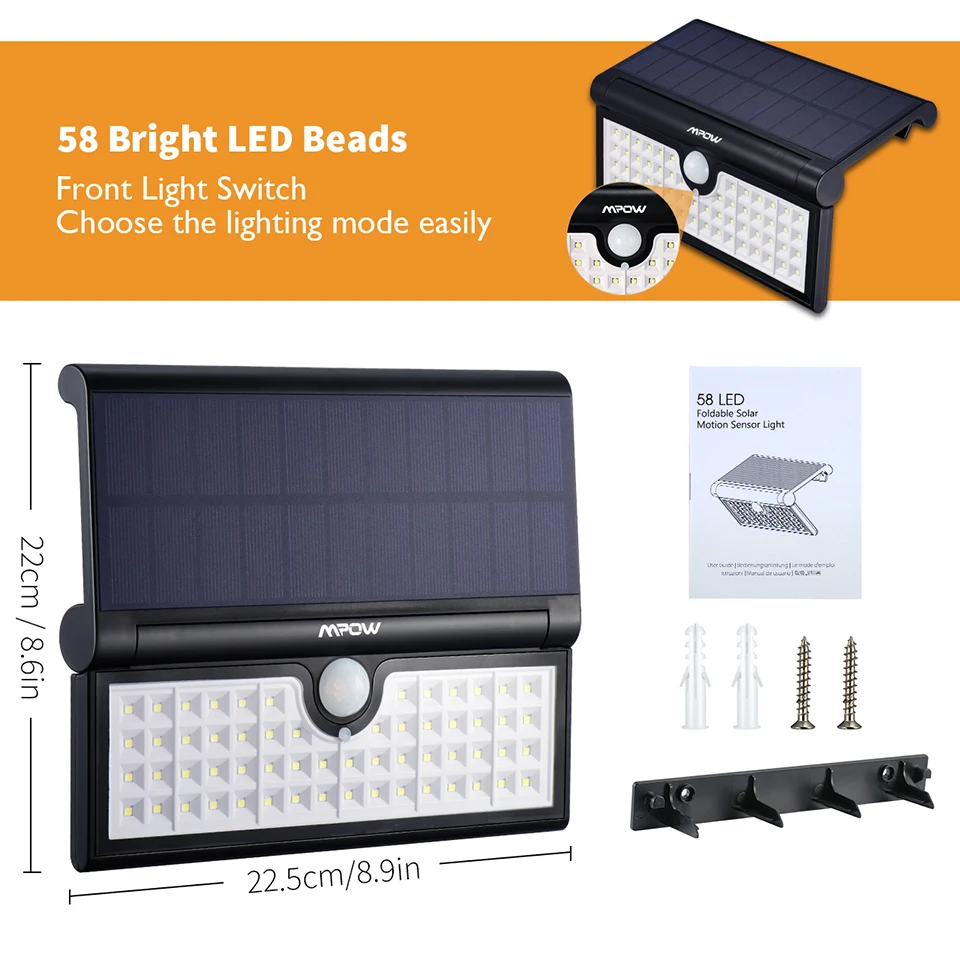 Mpow CD134 58 LED Foldable Waterproof Solar Light Portable Outdoor Lamps (5)