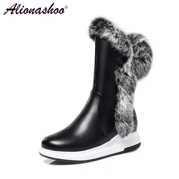 

Alionashoo Plus Size 43 2018 Winter Snow Boots Women Warm Plush Winter Shoes Fur Brand Mid Calf Botas mujer Womens Snow Boots