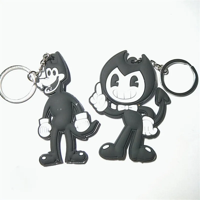 Bendy Figures Toys PVC Keychain Game Horror Bendy and Boris Figuras Doll Key Bag Pendant  Baby Kids Friends Cosplay Gift 10pcslot (1)