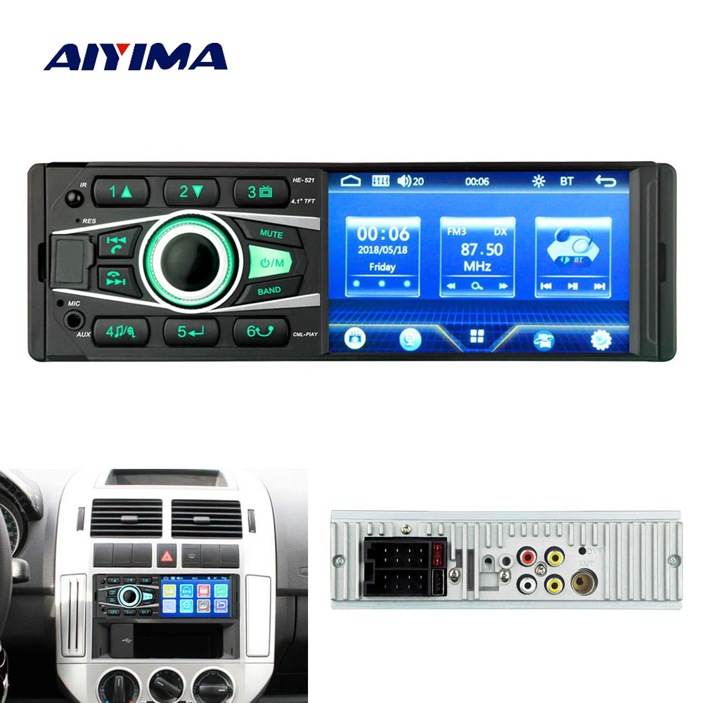 AIYIMA 4 1 &quot1 Din Bluetooth универсальный автомобильный MP5 плеер USB TF карта AUX FM радио MP4