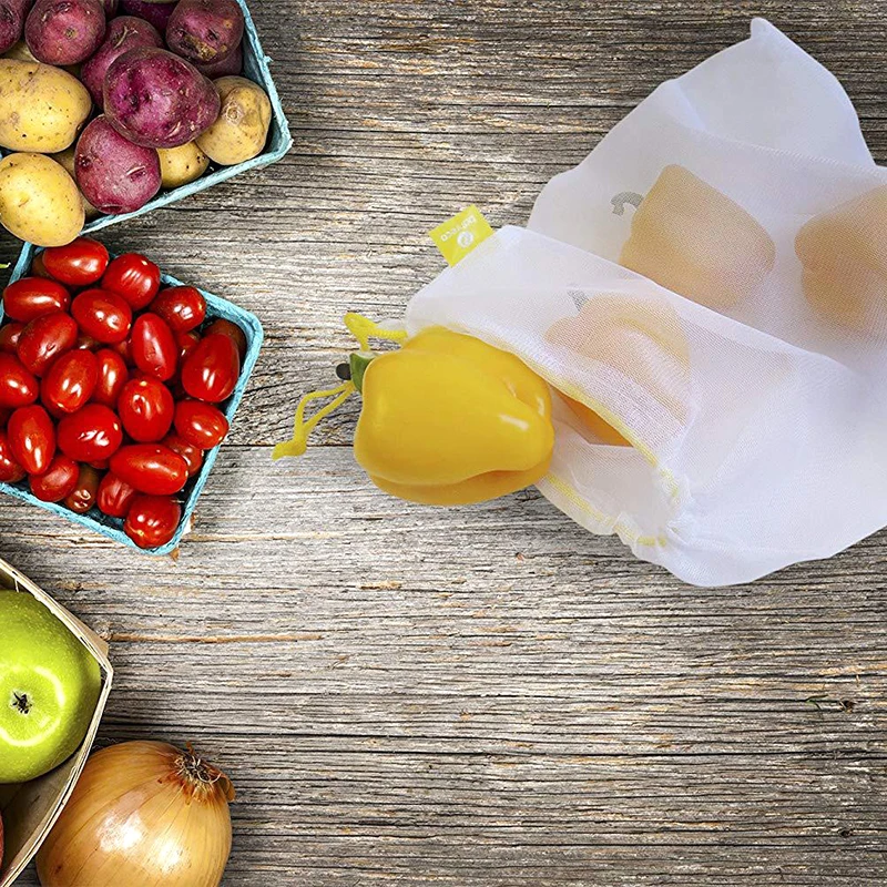 5 шт. сетчатая тканевая упаковка для супермаркета, многоразовые Сетчатые Сумки на шнурке, мешки для фруктов, овощей, сумка для хранения, сумка для покупок, сумка для игрушек