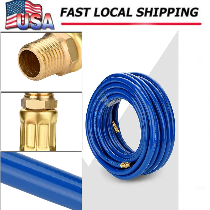 15M Flexible Pneumatic PVC Hose with Quick Connector for Air Compressor
