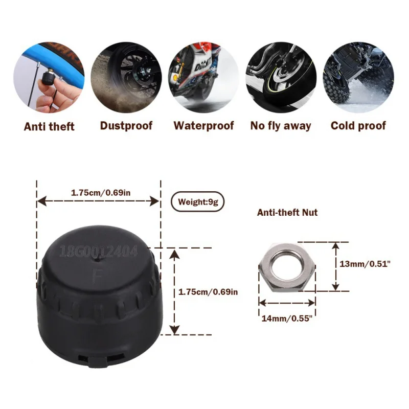 Sistema de Monitoramento Pressão dos Pneus Pressão dos Pneus da Motocicleta Tpms Sensor Universal Sensores Externos da 18 Automóveis e motos
