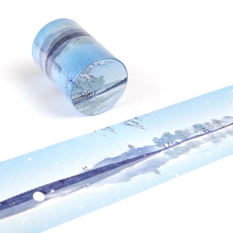 

New Remnant Snow On The Broken Bridge In Winter Decorative Washi Adhesive Tape Scrapbooking Sticker Label Masking Tape 6cm*7m