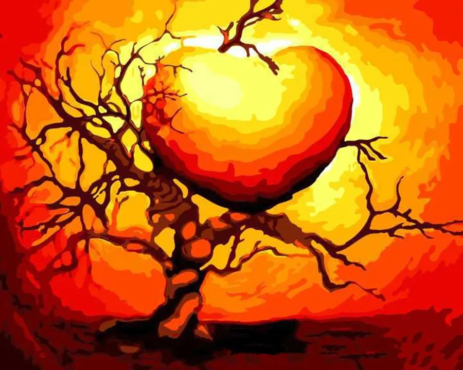 Love Heart Tree Oil Painting By Number DIY Abstract Digital Picture Coloring Numbers On Canvas Unique Gift Home Decor Artwork | Дом и сад