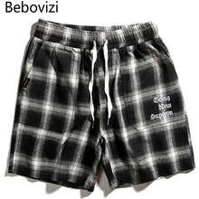 Bebovisi брендовые летние модные повседневные большие клетчатые шорты уличные хип-хоп мужские и женские свободные спортивные штаны с вышивкой для бега