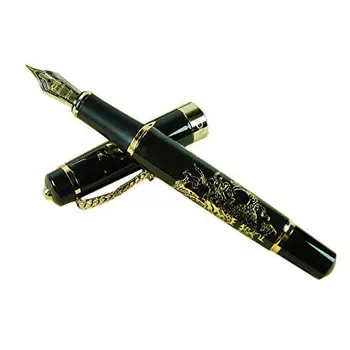 

Adeeing Lanxivi Jinhao Chinese Dragon Offspring Fountain Pen Medium Nib Black Color with Wooden Gift Box