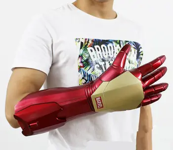 

[Best] 1:1 scale Iron Man LED Light Gloves Arm Figure Model Toy Infrared emission Glove Cosplay costume party child kids gift