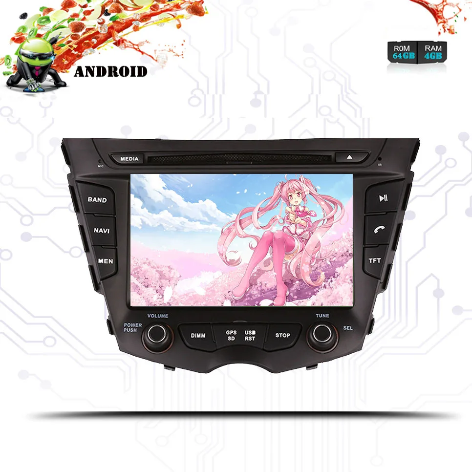 Best Android9.0 Octa core 4G+32G Car dvd radio Player multimedia pc tape gps monitor with 3/4g lte for Hyundai Veloster 2011-2016 DAB 1