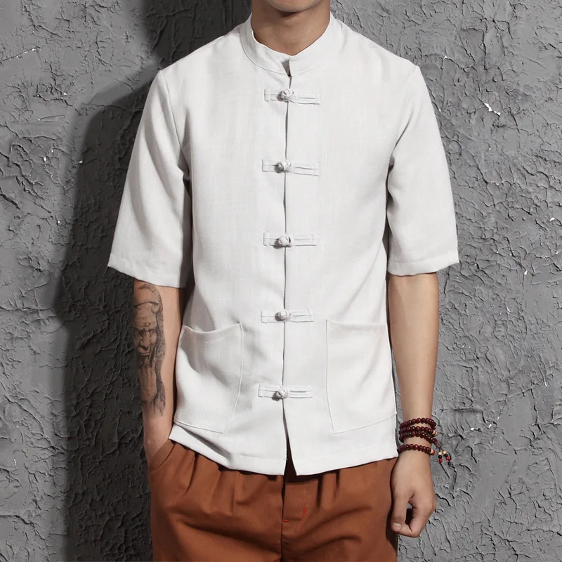 2017 Real Half Casual font b Shirts b font Solid The New Summer Wind Chinese Original