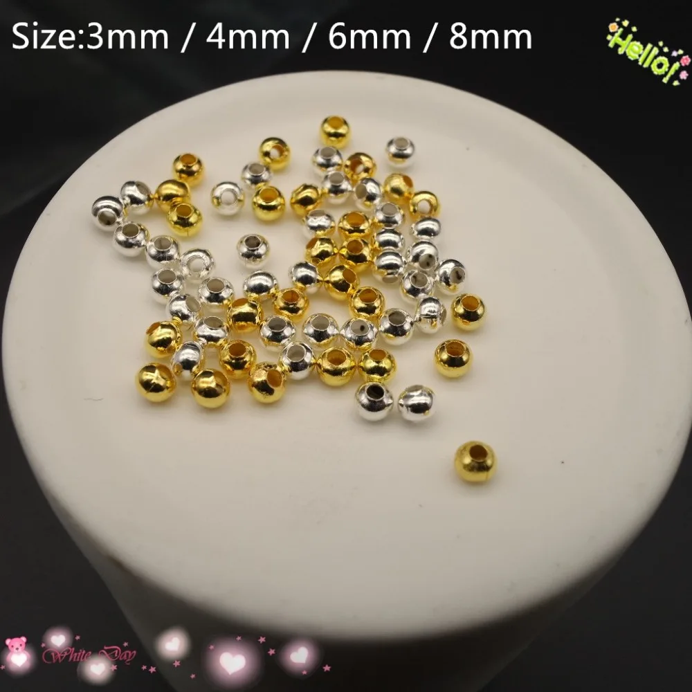 

Hot 100pcs Metal Round Loose Beads Spacer Beads Ball For Jewelry Handmade Bracelet Necklace Earrings DIY Accessories Findings