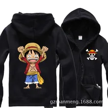 Аниме одна деталь обезьяна Luffy руки вверх молния толстовки спортивная толстовка хлопок добавить плюш Толстовка зимний костюм для косплея
