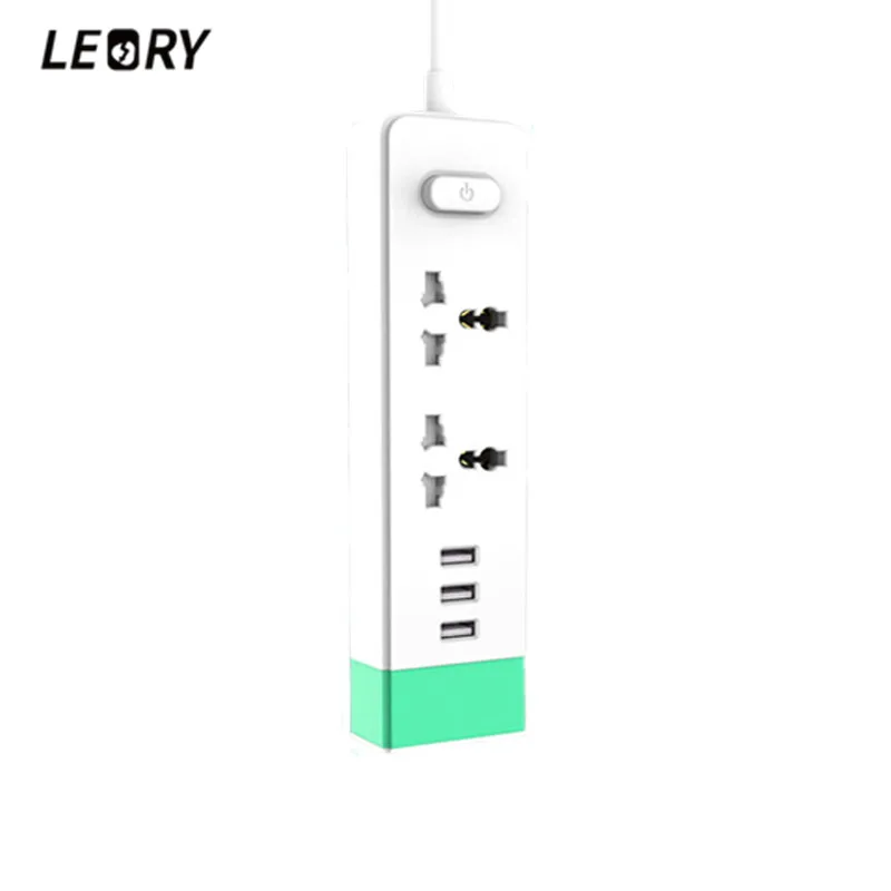 Pаспродажа Leory Мощность полосы умная розетка ЕС Великобритания Plug 1.8 м 2 розетки 3 USB Порты и разъёмы 5 В 2.1A быстрая зарядка мульти защиты адаптер