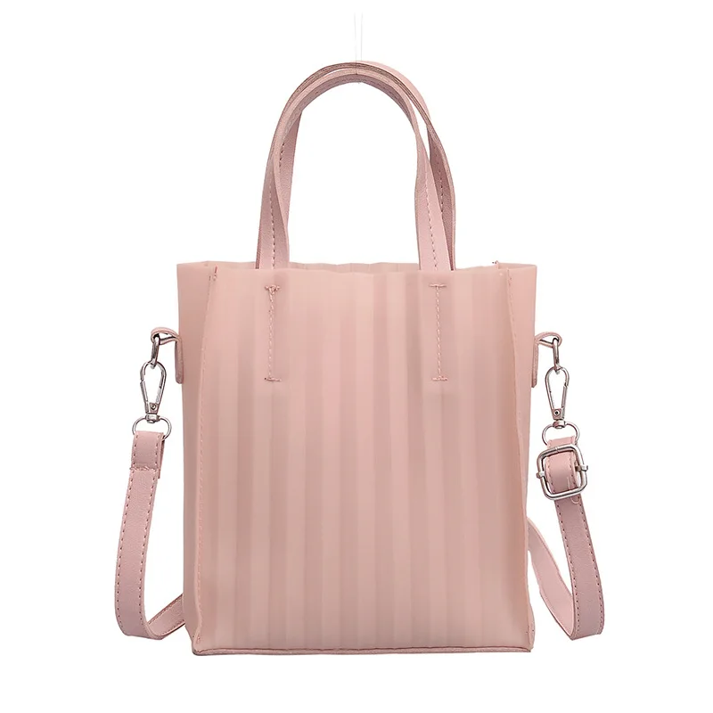 

2019 New Transparent Shoulder Jelly Bag Handbag 2pcs Set Clear Purse Bags Fashion Messenger Crossbody Tote Hand Female Bolsa