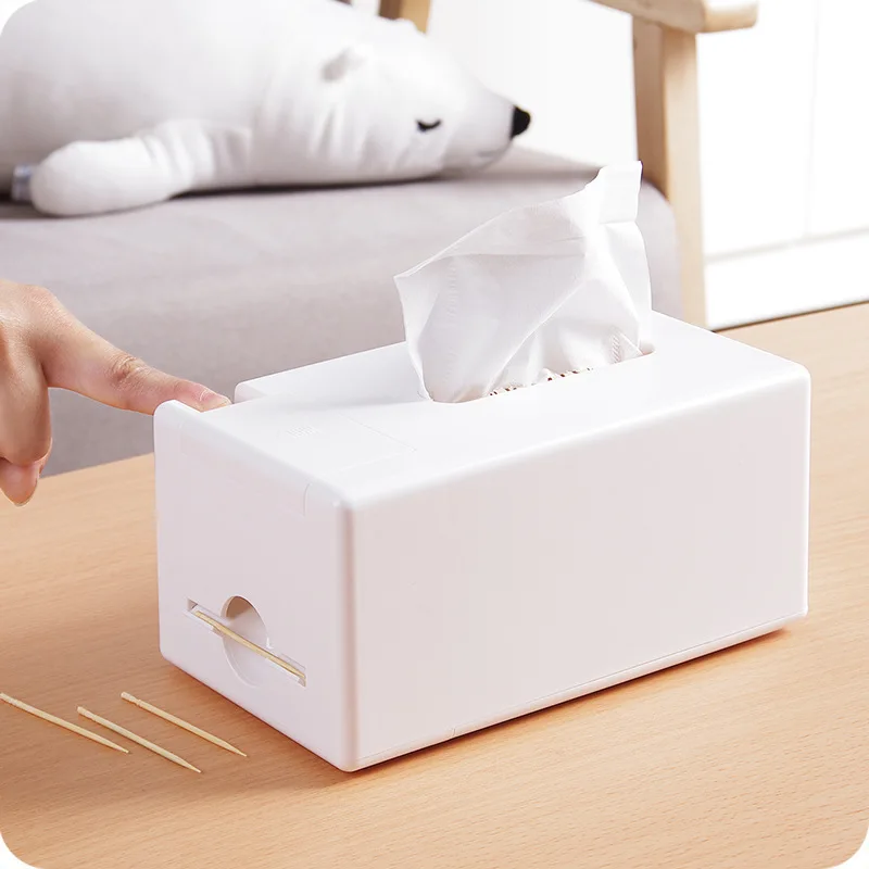 Multi function 2 In 1 Tissue Box napkin holder with toothpick box