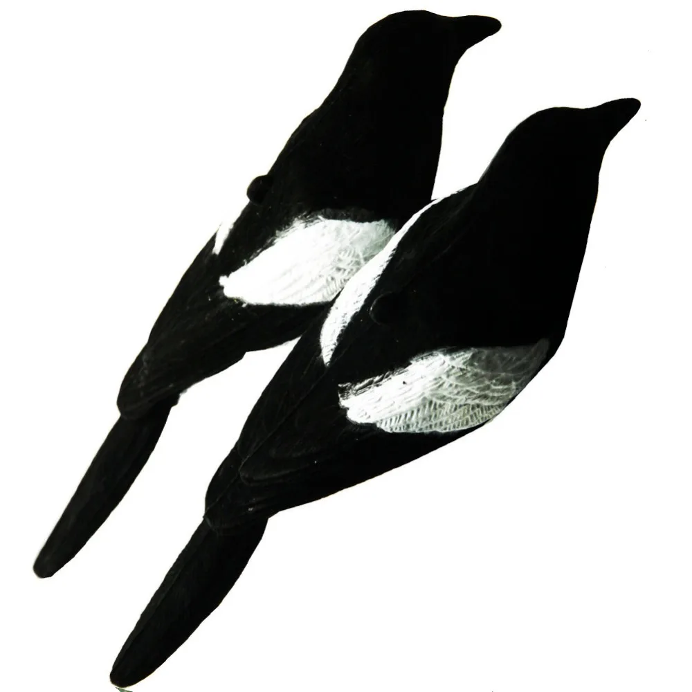 

GUGULUZA 2pcs Flocked Decoys Trick Magpie Shooting Cage Birds Painted Hunting Accessory for Hunting Fake Magpie Birds
