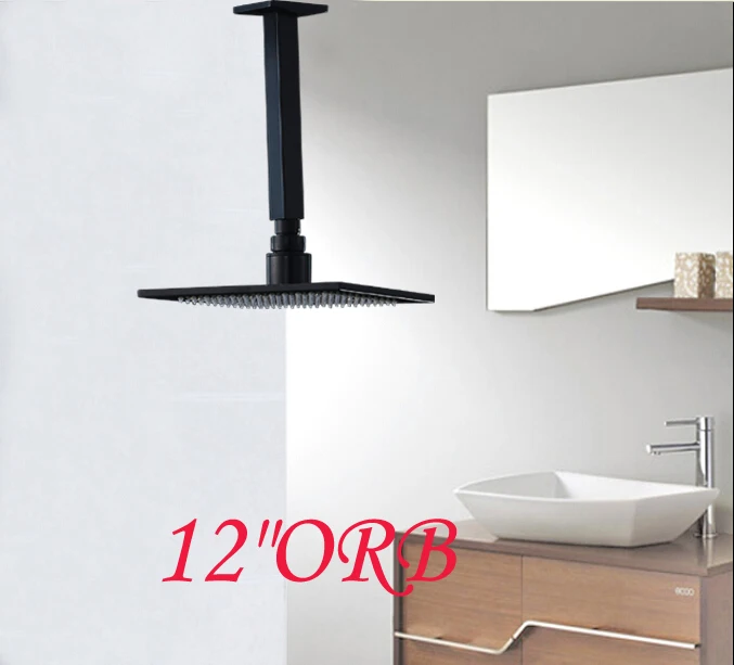 

New Oil Rubbed Bronze Shower Head 12"Square Overhead Shower W/ Arm Ceiling Mount