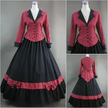 Civil War Victorian Tartan Style Ball Gown Day Dress Prom Cosplay Retro Lolita Dress For Halloween Party Fashion With Design