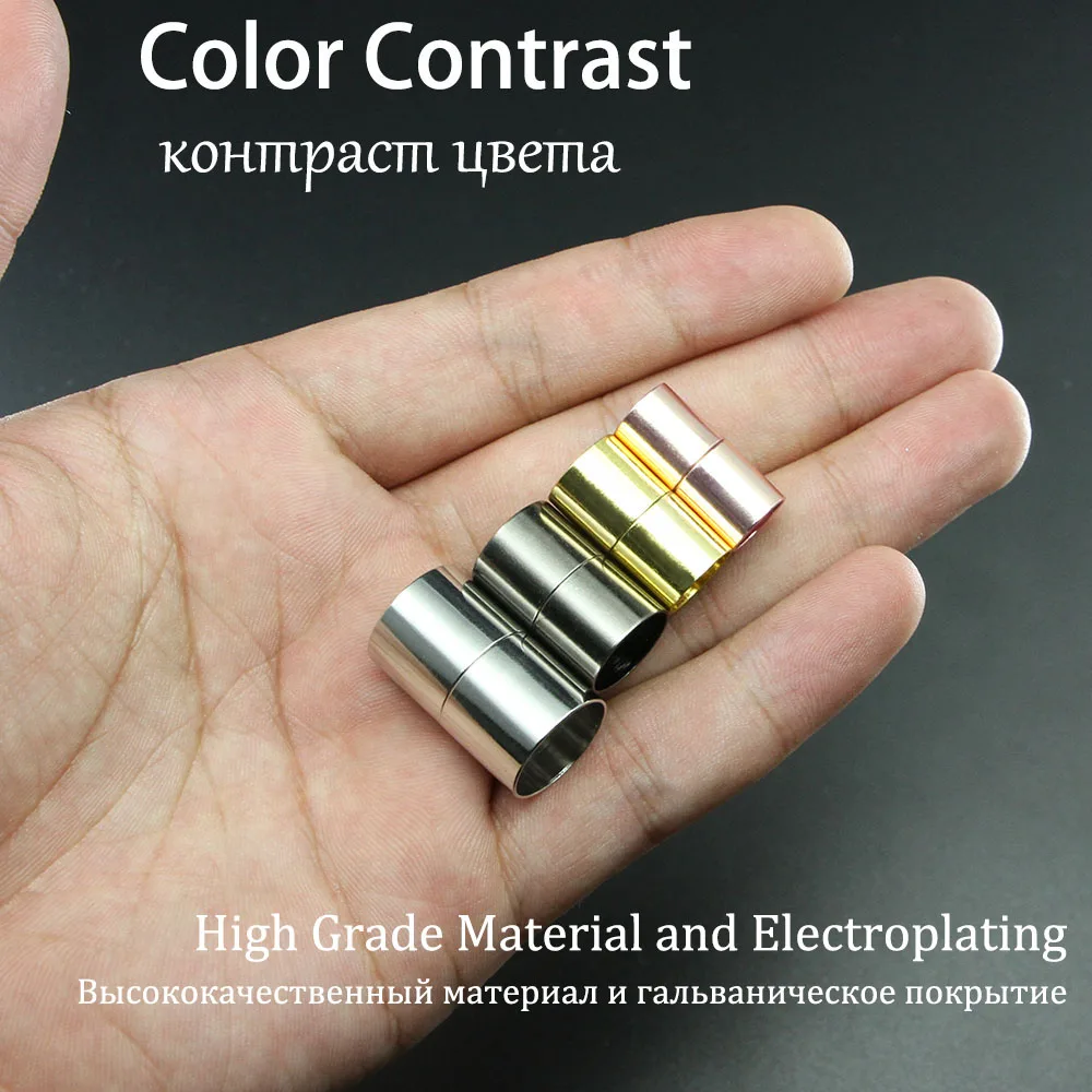 6-10pcs/lot Gold Magnetic Clasps Connector Fit 3 4 5 6 7 8 10 12 14 15mm Leather Cord Bracelet Connectors For DIY Jewelry Making stainless steel jewelry components