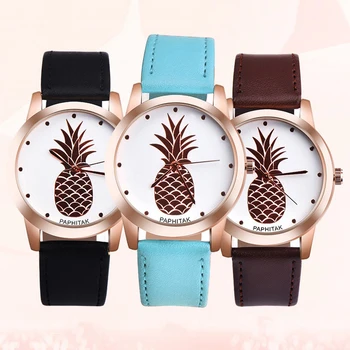 

Women's Men's Casual Pineapple Faux Leather Analog Quartz Wrist Watch Couple