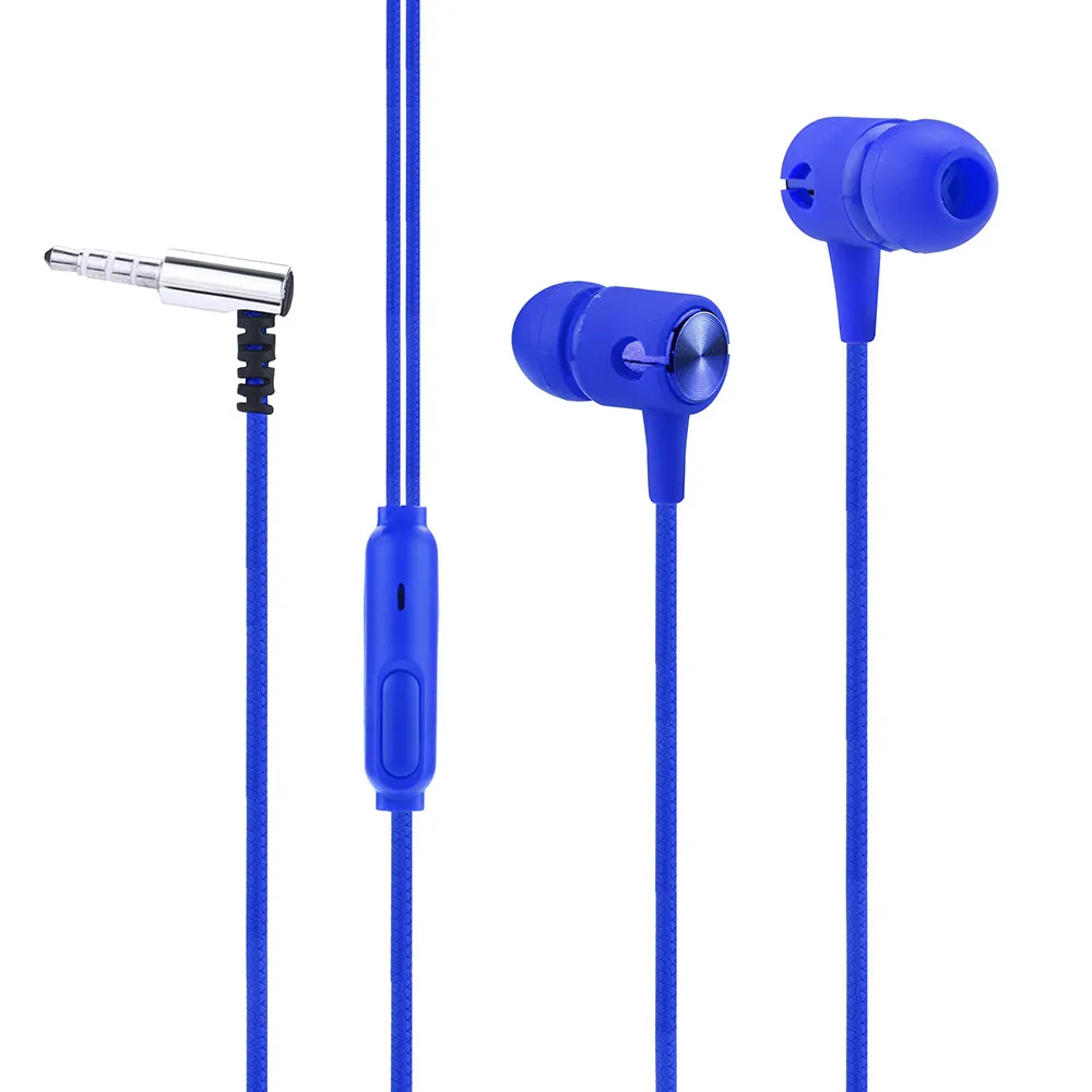 3,5 мм Проводная гарнитура с микрофоном наушники-вкладыши динамик стерео наушники гарнитура для samsung мобильный телефон просо - Цвет: Синий
