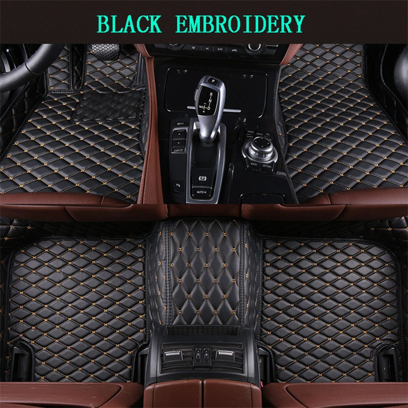 

Floor Mats For Grand Cherokee WK2 2010-2017 Foot Carpets pad mat Step Embroidery Leather Car Interior Mats heavy duty carpet