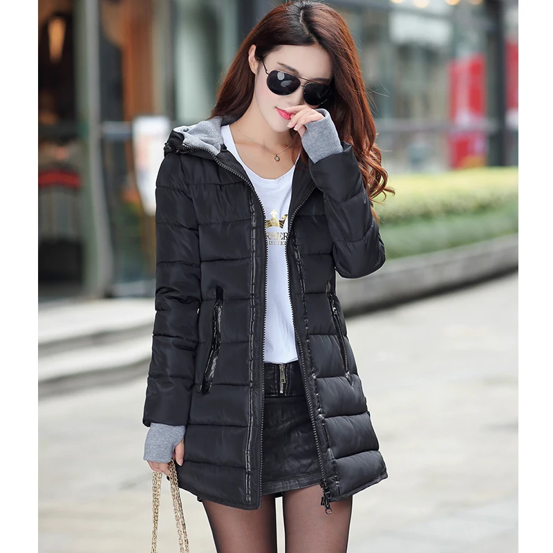 Winter Jacket Woman Coat 2018 Hot Long Hooded Parka Slim Elegant Outerwear Plus Size Candy Color Coats Winter Coat Women Parka
