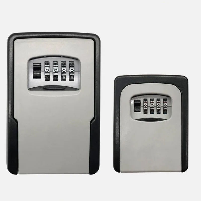 Key Lock Box Wall Mounted Aluminum Alloy Key Safe Box Weatherproof 4 Digit Combination Keys Storage Lock Boxes Indoor Outdoor