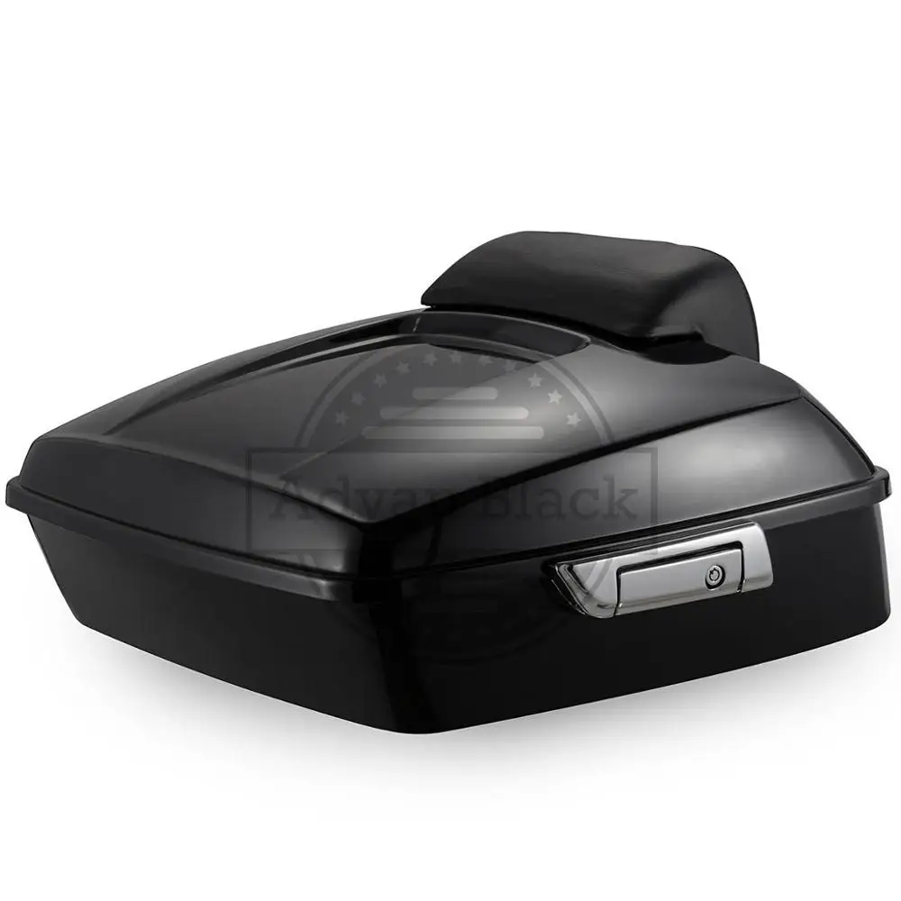 

Vivid/Glossy Black Chopped Tour Pack Luggage Rear Trunk Pak Case Lock Key & Razor Backrest For Harley 14 -17 Touring FLH FLHX