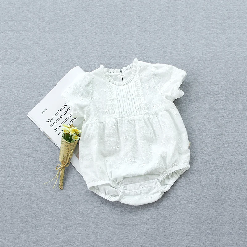 mikistory Newborns Summer Bodysuits Short Sleeves Floral Baby Girls