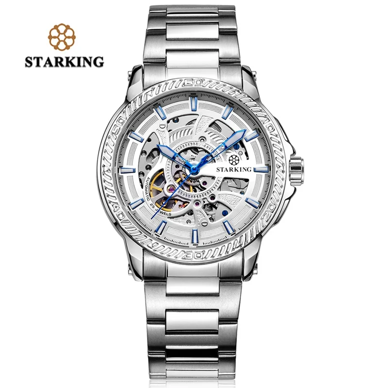 

STARKING Top Brand Automatic Men Watch Fashion Skeleton Design Mechanical Wristwatch Self Winding Luxury Male Clock Analog