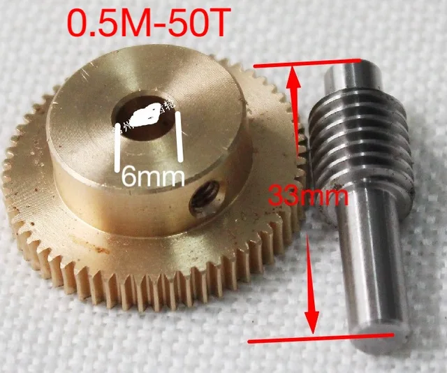 0.5M 50Teeths Gear Diameter26.2mm Hole6mm Rod L33MM Stainless Steel