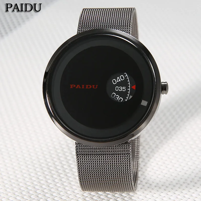 

2016 PAIDU New Unique Design Mens Quartz Watches Steel Mesh Band Turntable Special Design Casual WristWatch Mens Relogio Relojes