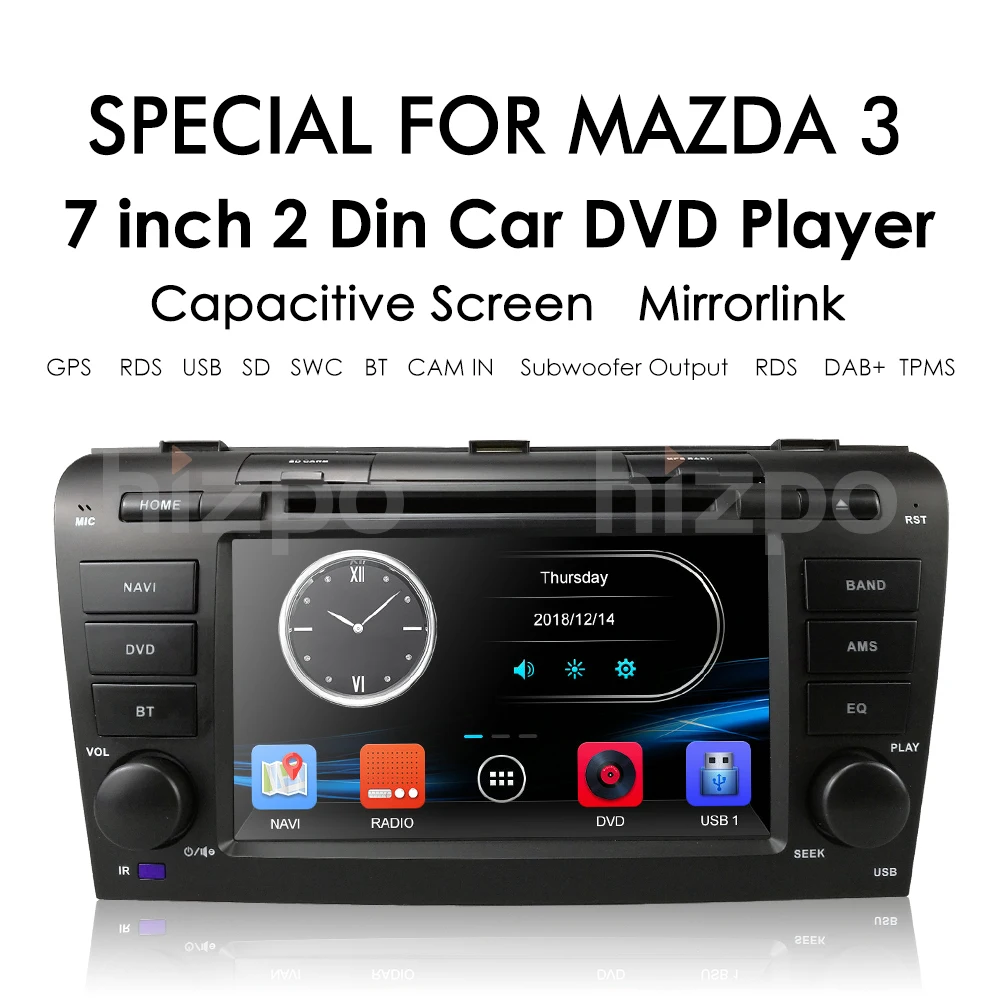 Cheap 7" 2 din AutoRadio Car DVD Stereo Player for MAZDA3 MAZDA 3 2004 2005 2006 2007 2008 2009Tape Recorder Bluetooth GPS Navi 3G RDS 1