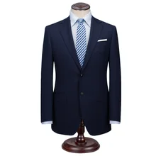 Темно-синие полосатые деловые мужские костюмы на заказ, Классические свадебные костюмы для мужчин, костюм жениха на заказ, шерстяные смокинги для мужчин